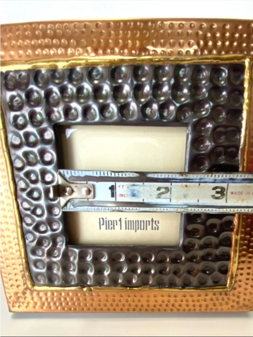 Decorative PIER 1 Hammered Copper, Bronze & Gold 3X3 Square Picture Frame